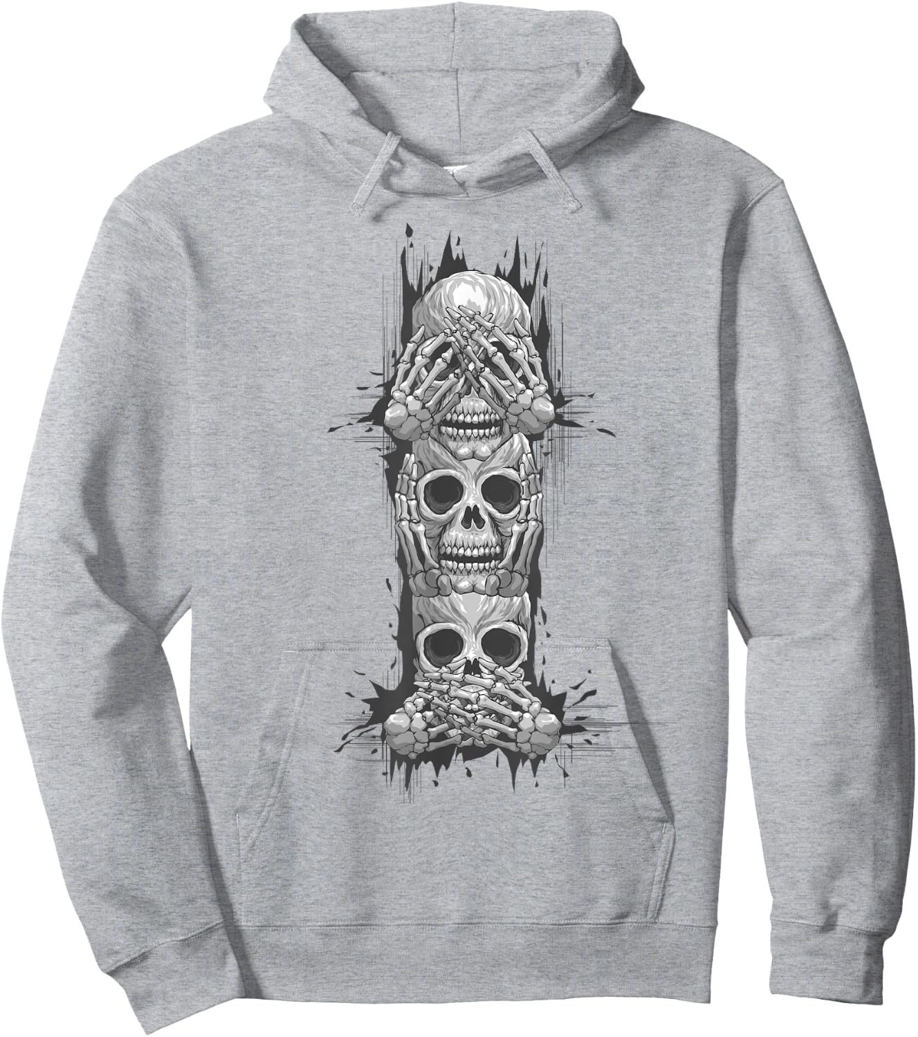 Hear No Evil See No Evil Speak No Evil, Skull Art Hoodie - Hoodie | Ash