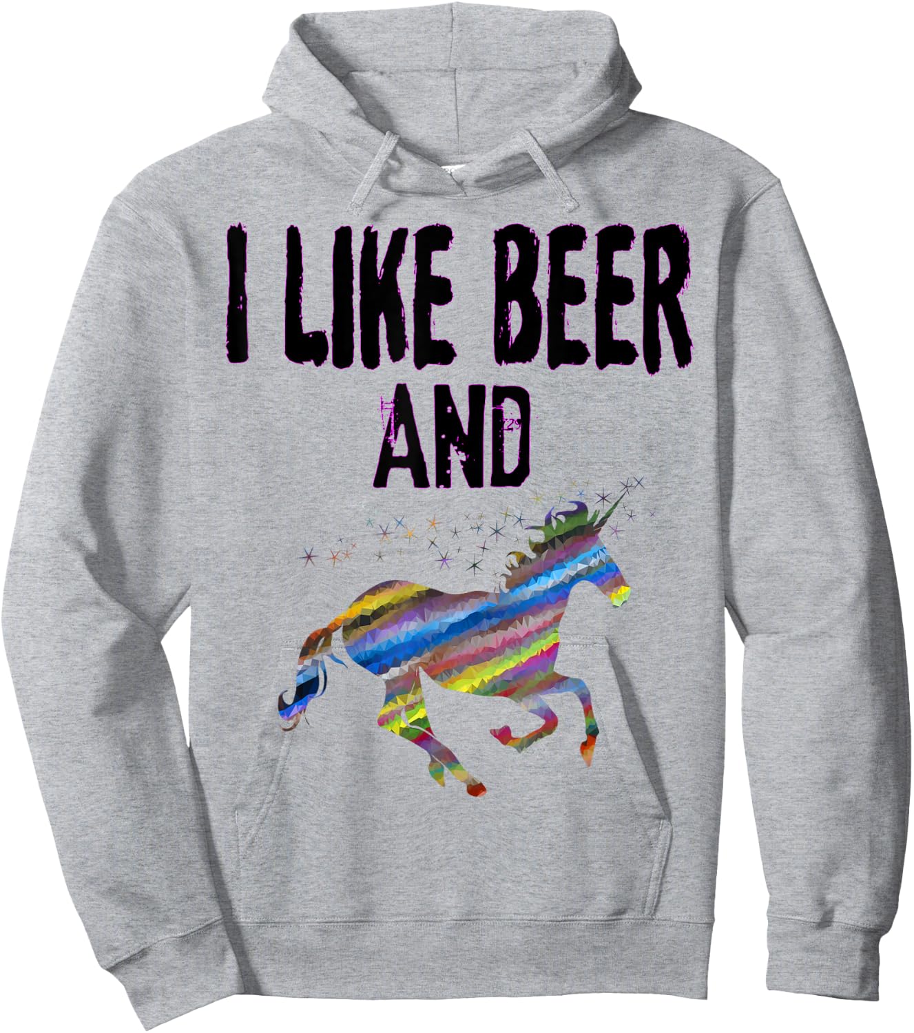 Funny I Like Beer And Unicorns design Adult Unicorn Gift Hoodie - Hoodie | Ash