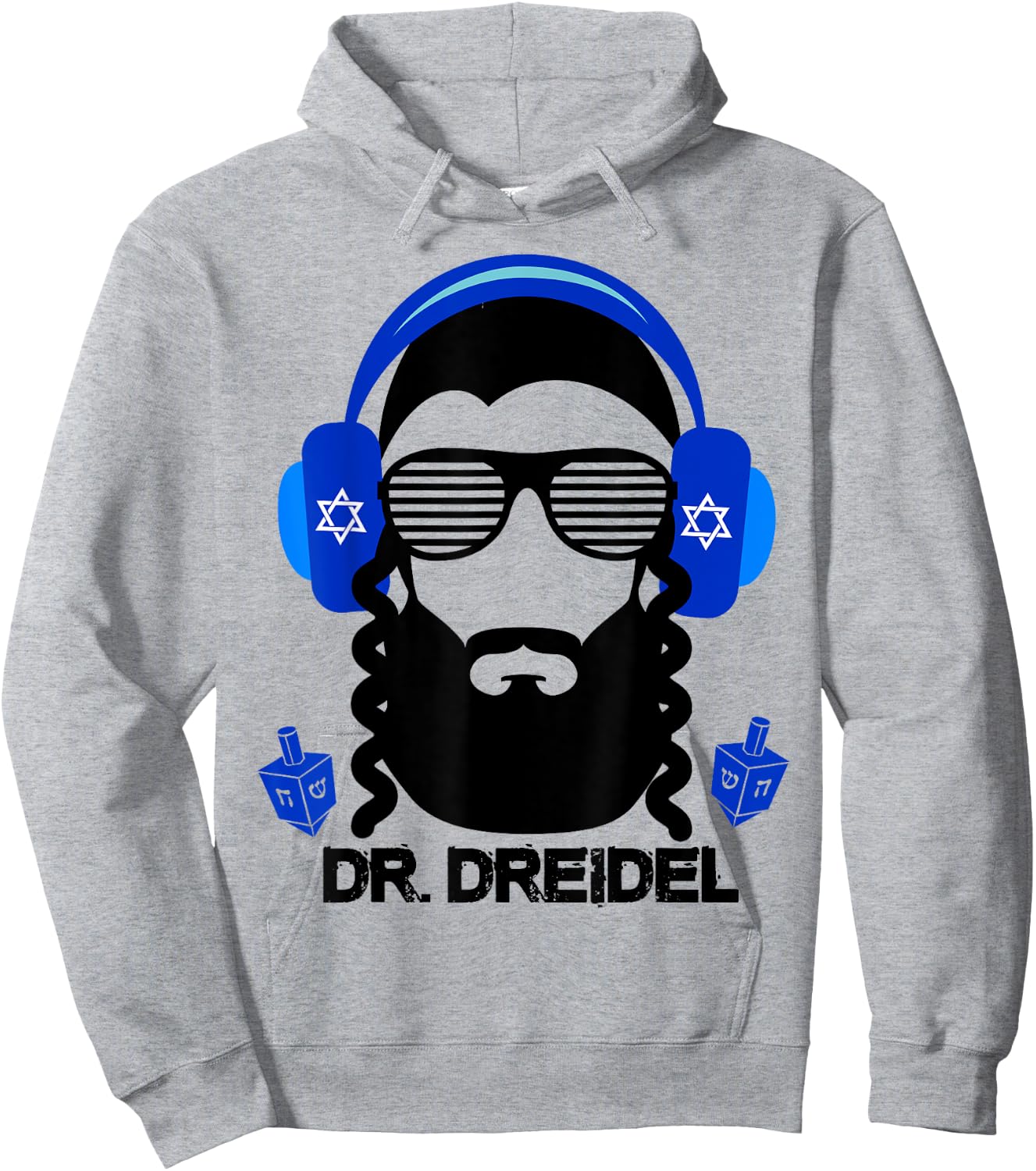Funny Hanukkah Hebrew Rapper DJ Chanukah Dr. Dreidel Gift Hoodie - Hoodie | Ash