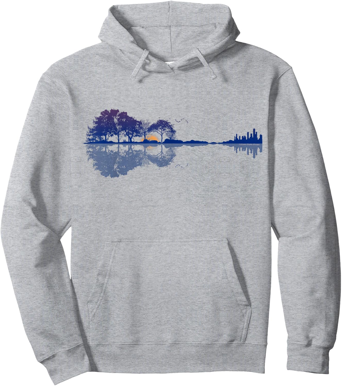 Guitar Lake Reflections in Blue Music Lovers Guitar Hoodie - Hoodie | Ash