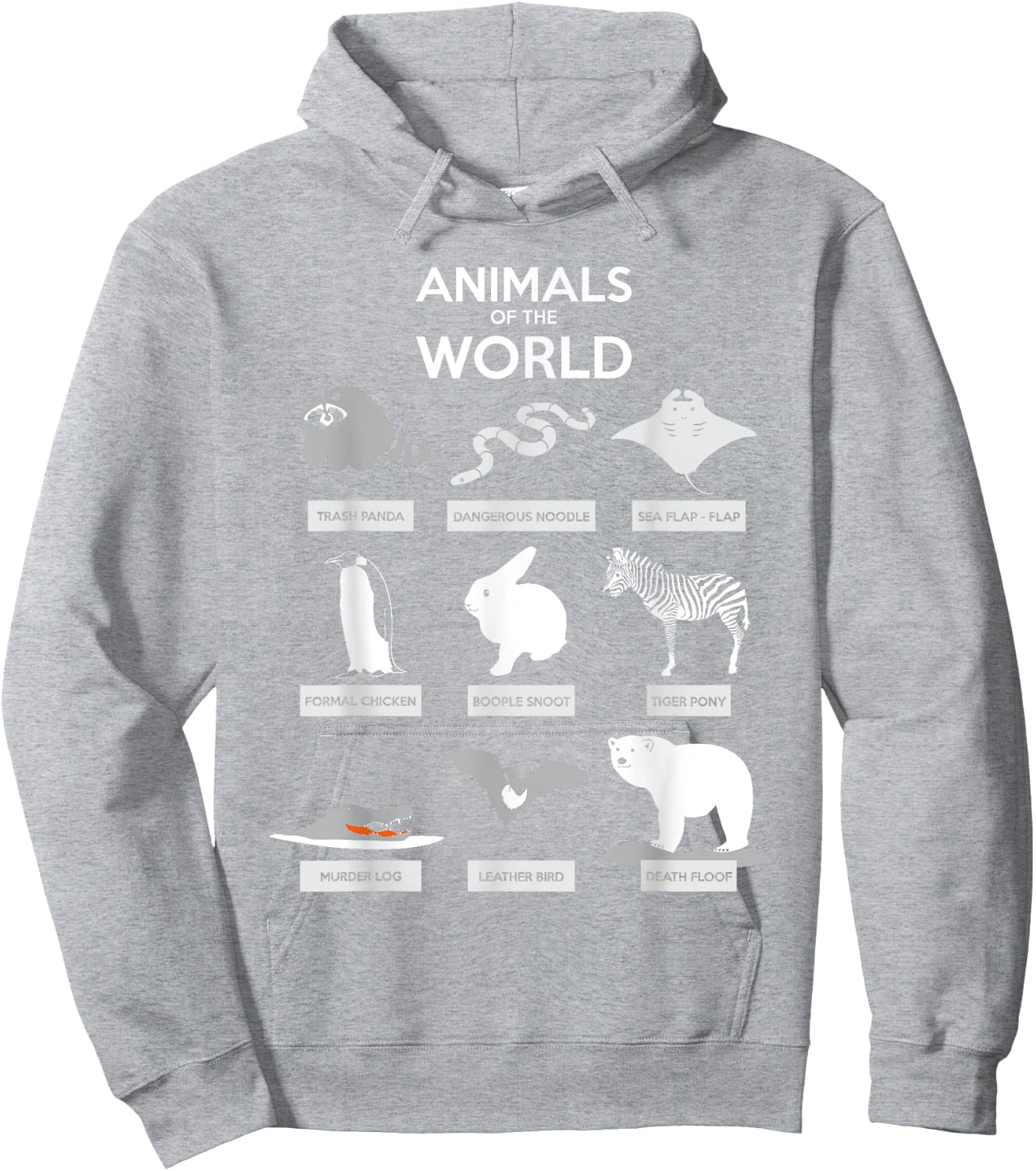Animals Of The World | Funny Wild Animals Shirt Hoodie - Hoodie | Ash