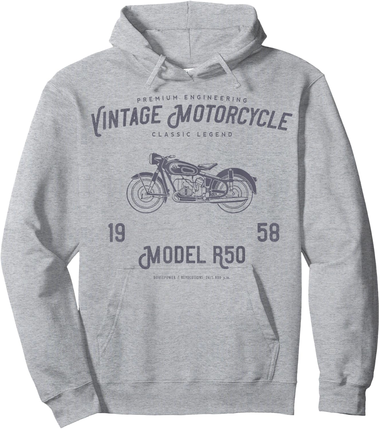 Retro Motorcycle T Shirt, Original Vintage Design Hoodie - Hoodie | Ash