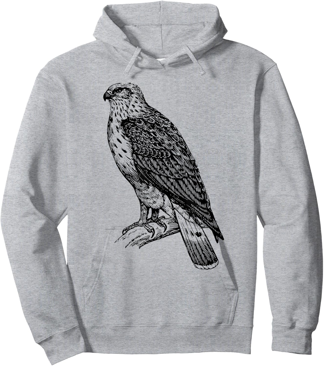 Hawk Ornithology Shirt Black Line Drawing Hoodie - Hoodie | Ash