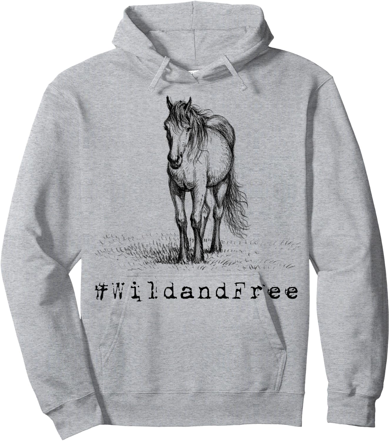 #WildandFree Wild and Free Horse Shirt Hoodie - Hoodie | Ash