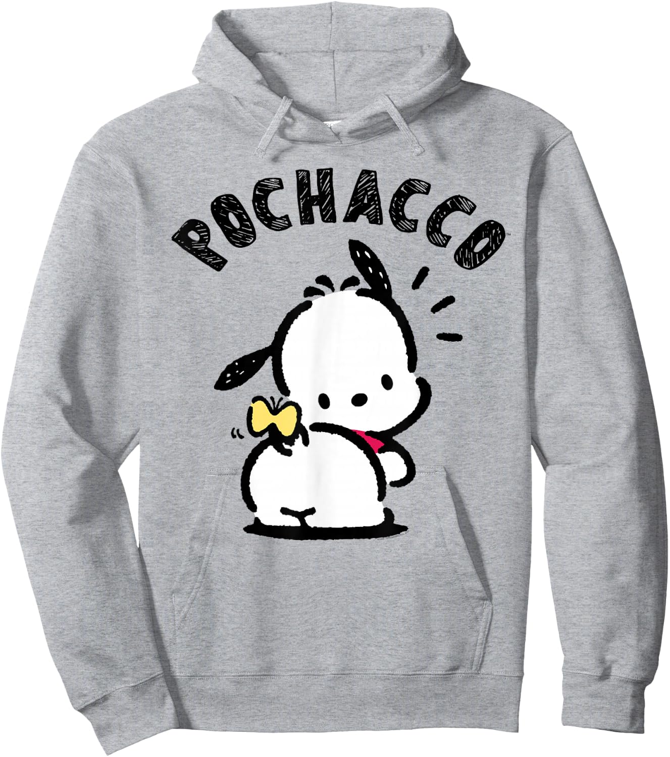 Sanrio Pochacco Backside Logo Shirt Hoodie - Hoodie | Ash