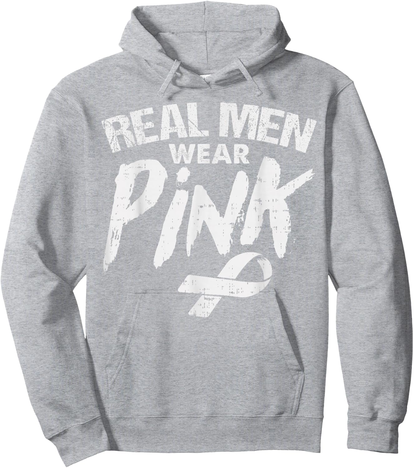 Breast Cancer Shirt Male Tough Guys Wear Pink Ribbon Support Hoodie - Hoodie | Ash