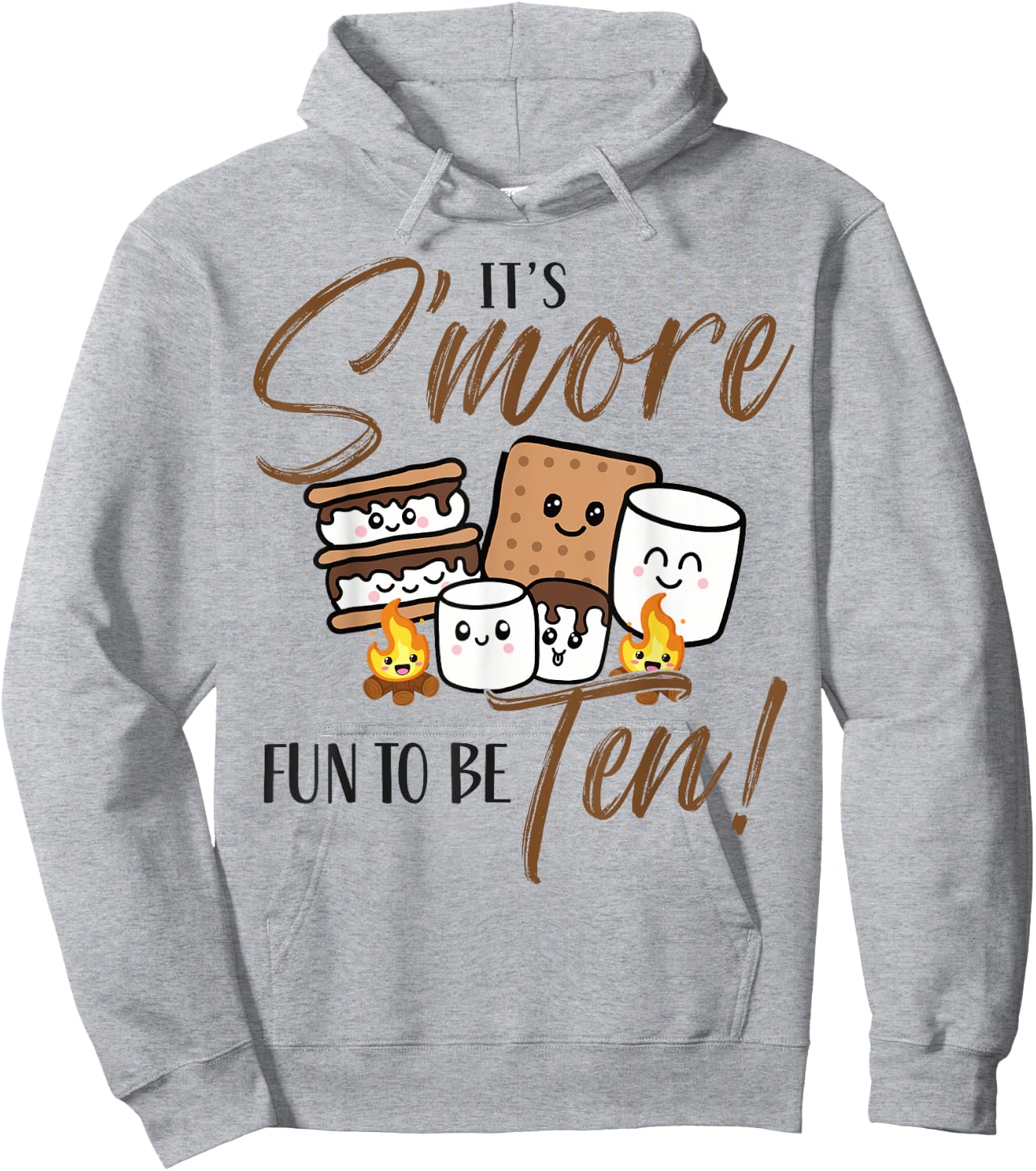 10th Birthday Campfire Marshmallow It's S'more Fun To Be Ten Hoodie - Hoodie | Ash