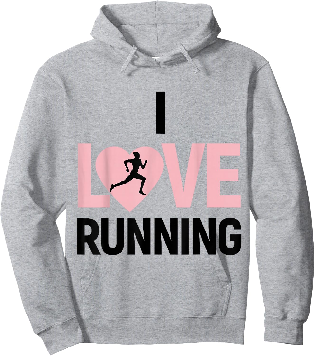 Valentines Day Running Shirt - (Pink Heart) I Love Running Hoodie - Hoodie | Ash