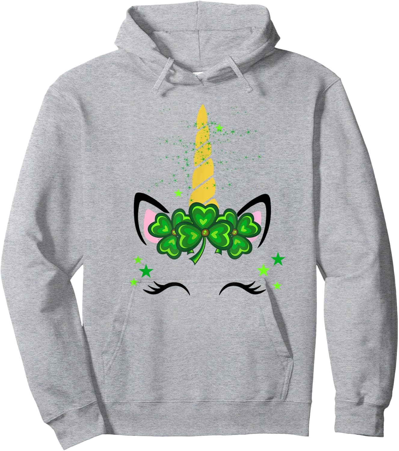 St. Patrick's Day Irish Unicorn face Men Women kids Hoodie - Hoodie | Ash