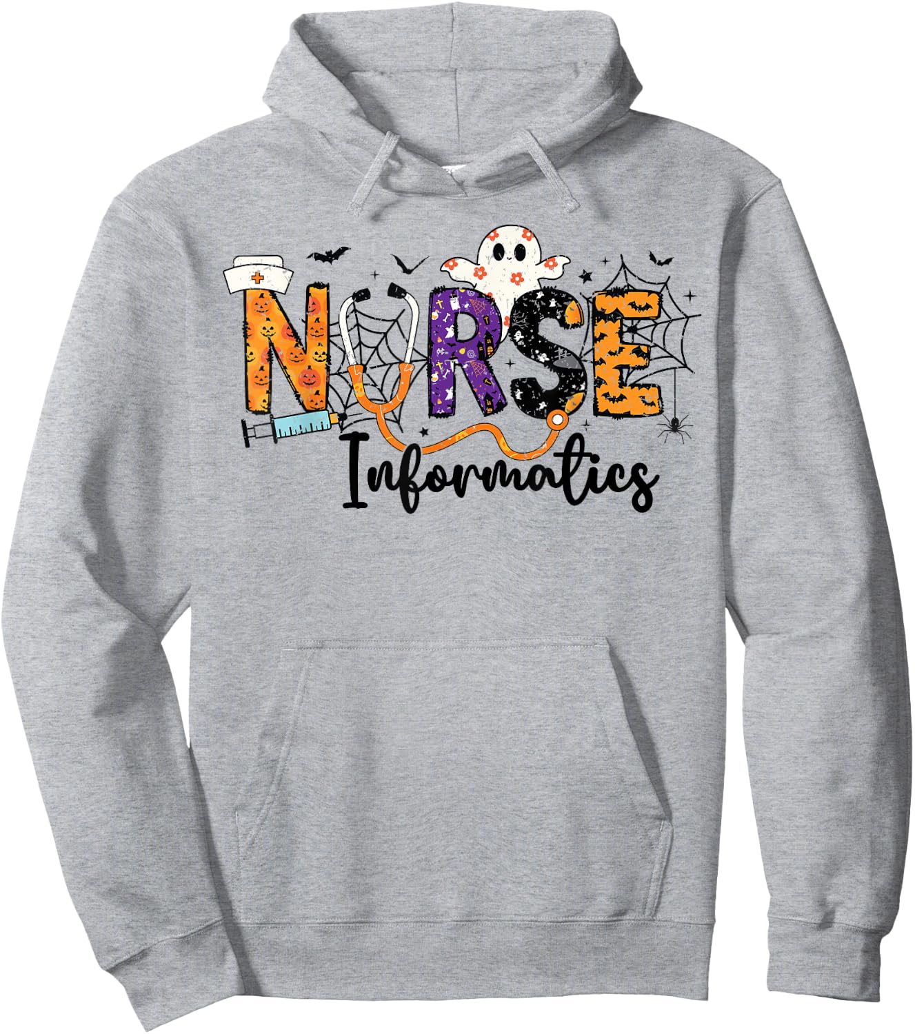 Informatics Nurse IN Ghost Halloween Nursing IN Nurses Women Hoodie - Hoodie | Ash