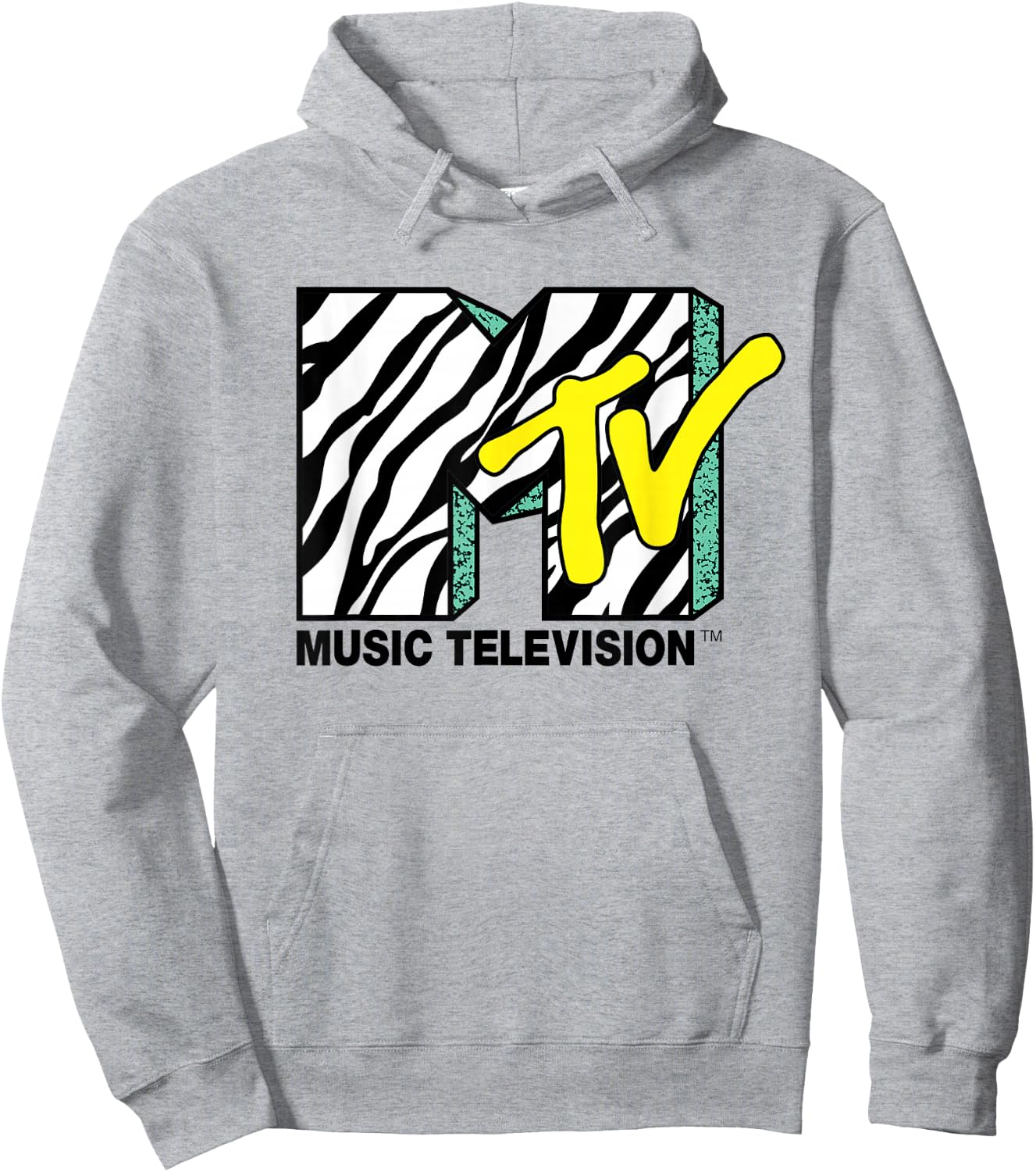 Zebra Print with Teal MTV Logo T- Shirts Hoodie - Hoodie | Ash