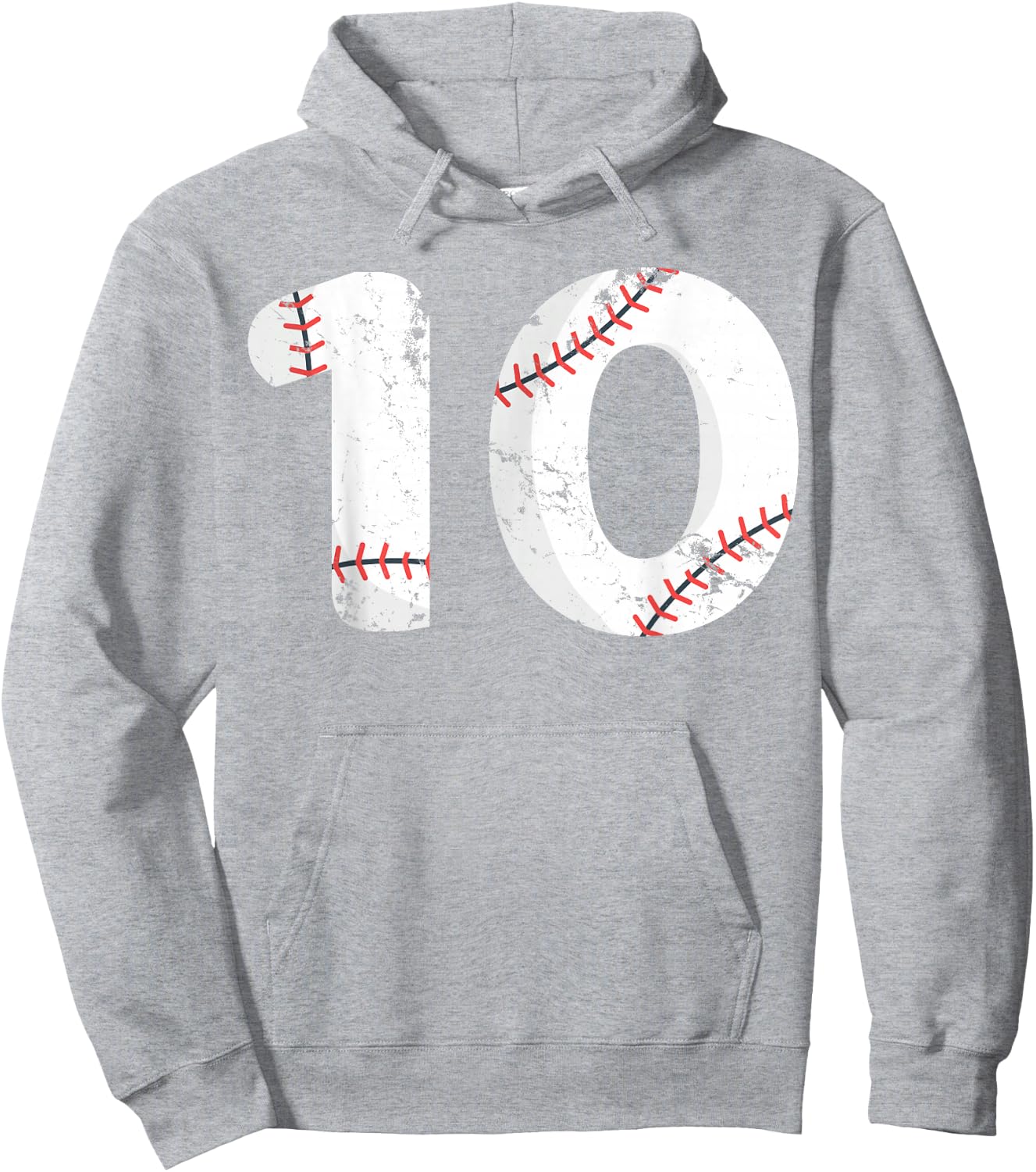 Number #10 BASEBALL Vintage Distressed Team Shirt Hoodie - Hoodie | Ash