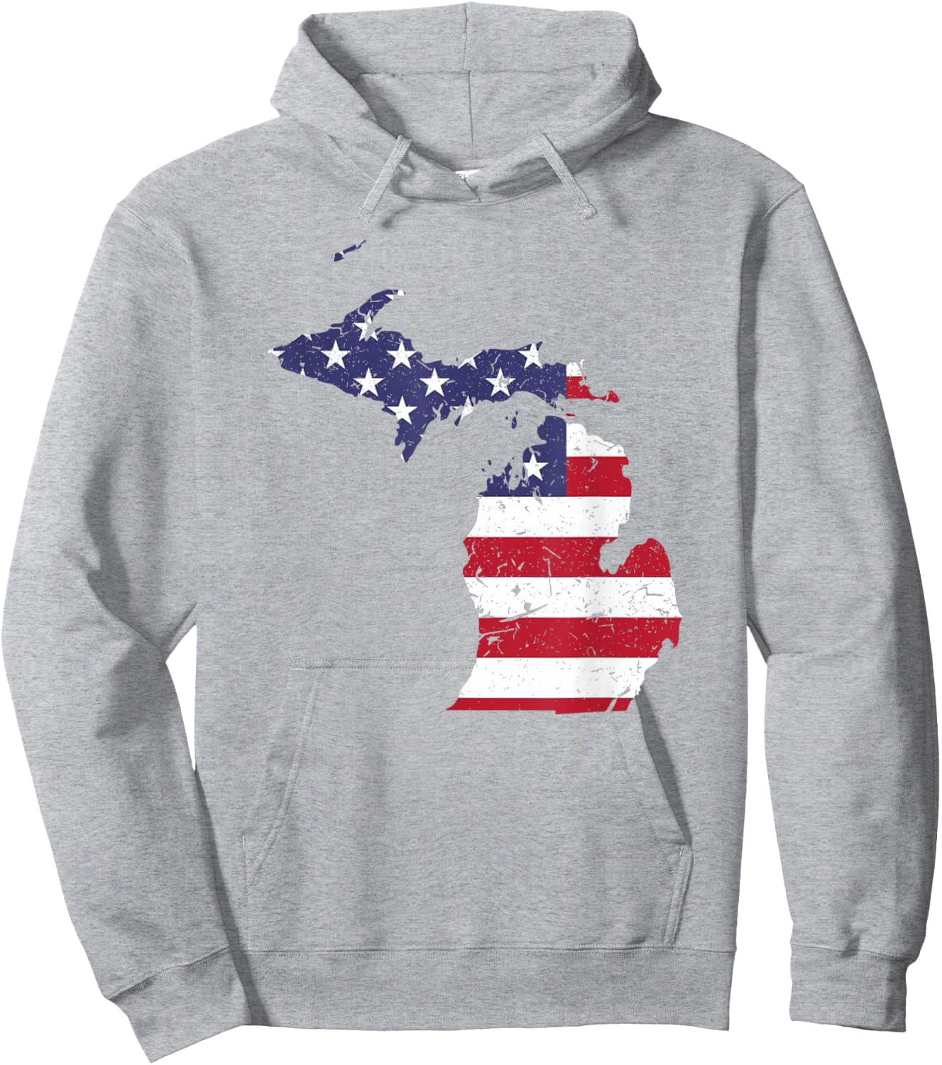 Michigan Map State American Flag Shirt 4th Of July Pride Kids Men Hoodie - Hoodie | Ash