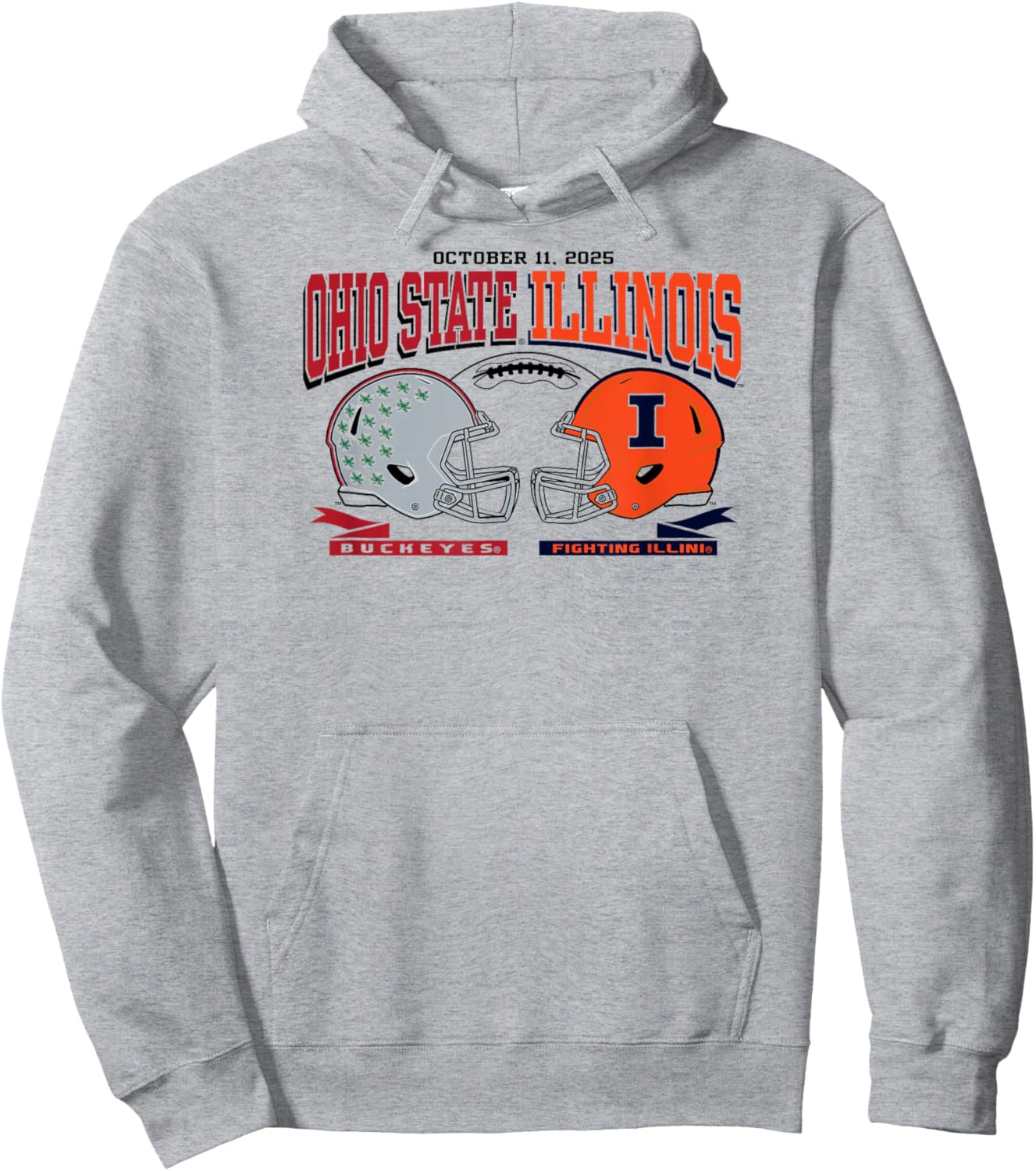 Ohio State Buckeyes vs Illinois Fighting Illini Gameday Hoodie - Hoodie | Ash