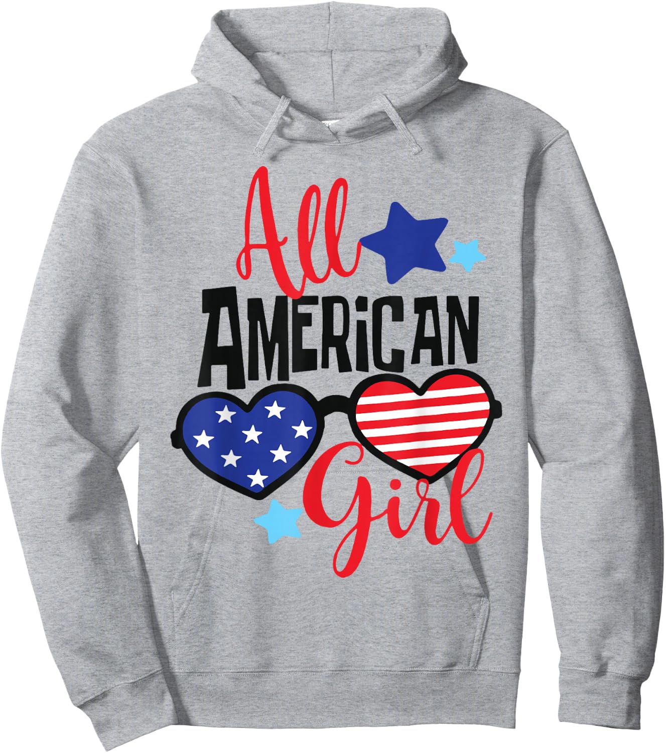 All American Girl Cute 4th July Teen Toddler Flag Patriotic Hoodie - Hoodie | Ash