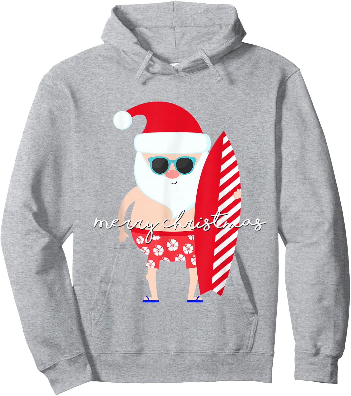 Surfer Santa Surfing Matching Family for Christmas Vacation Hoodie - Hoodie | Ash