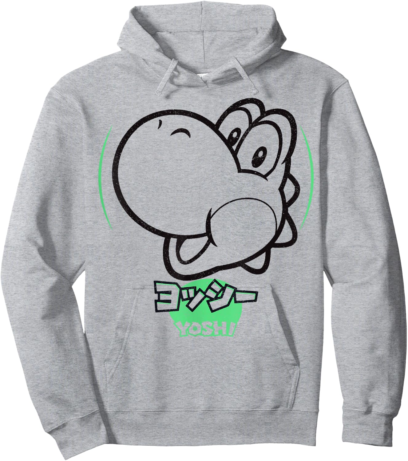 Super Mario Yoshi Silhouette Kanji Style Graphic Hoodie - Hoodie | Ash