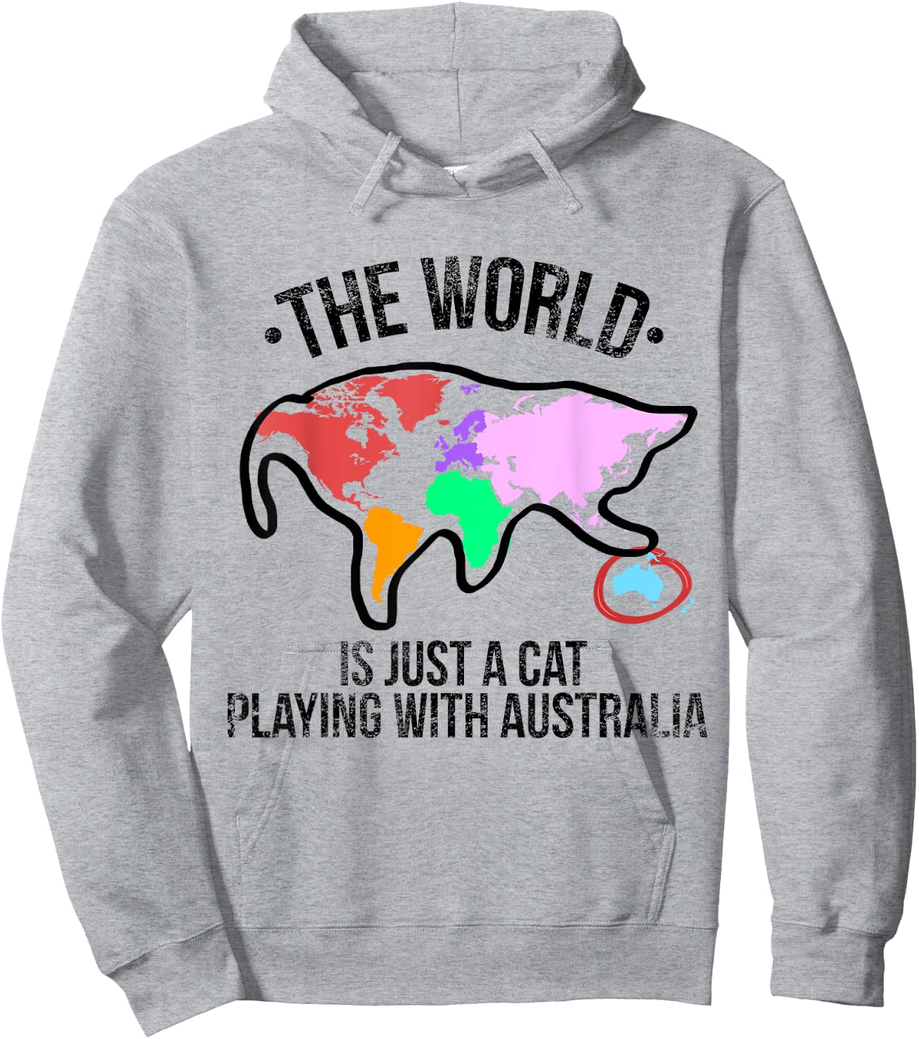 The World Is A Cat Playing With Australia Short Sleeve Hoodie - Hoodie | Ash