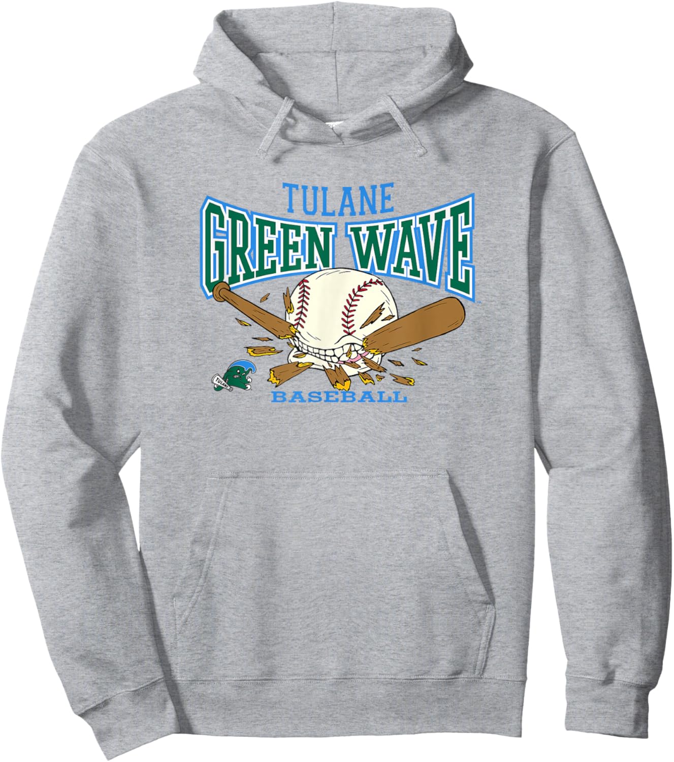 Tulane Green Wave Baseball Bite Gray Officially Licensed Hoodie - Hoodie | Ash