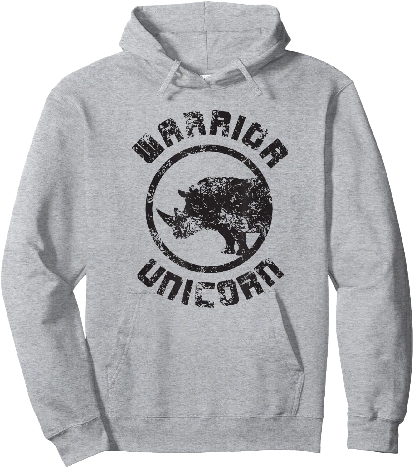 Warrior Unicorn Rhino Distressed Hoodie - Hoodie | Ash