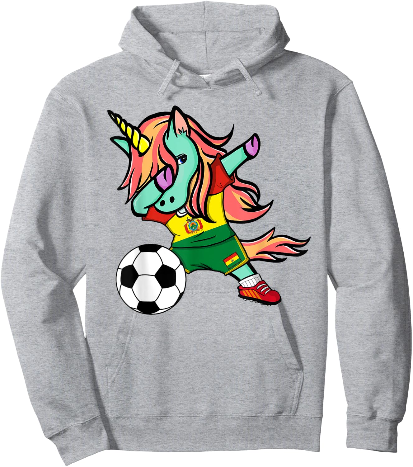 Unicorn Dab Bolivia Soccer Jersey Bolivian Football Lover Hoodie - Hoodie | Ash