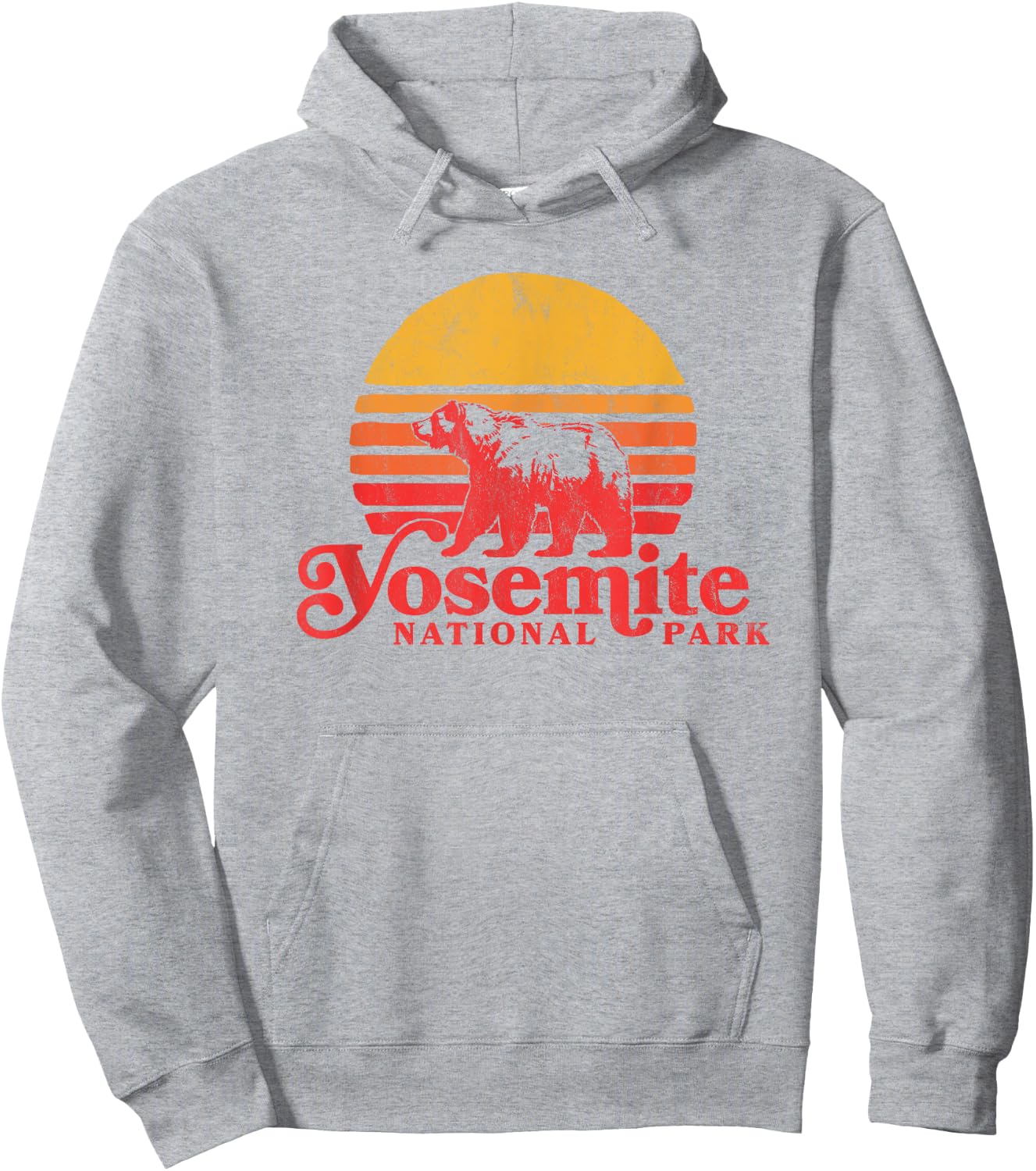 Retro Yosemite National Park Shirt - Bear & Vintage Sun Hoodie - Hoodie | Ash