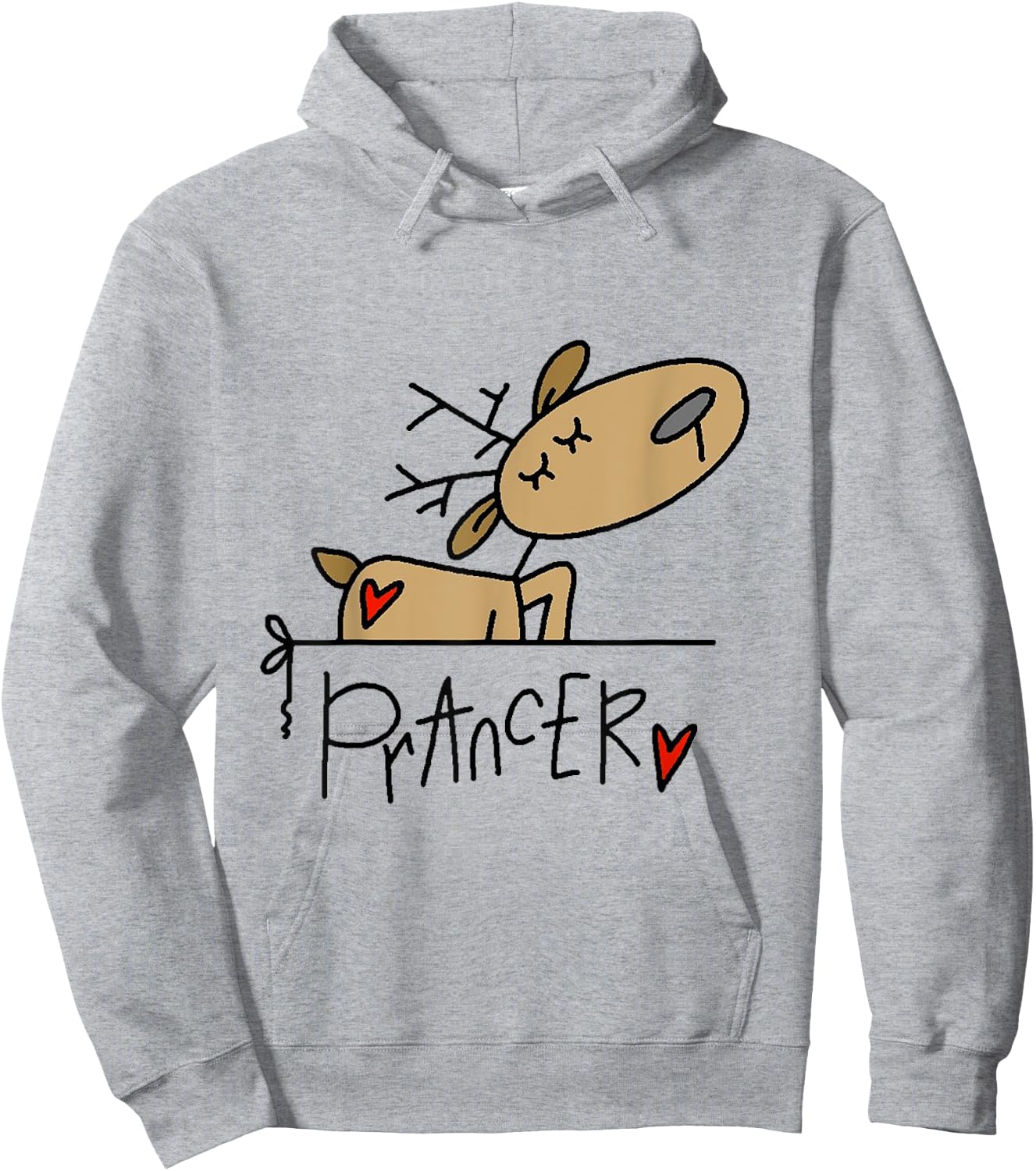 Funny Prancer Reindeer Christmas Holiday Hoodie - Hoodie | Ash