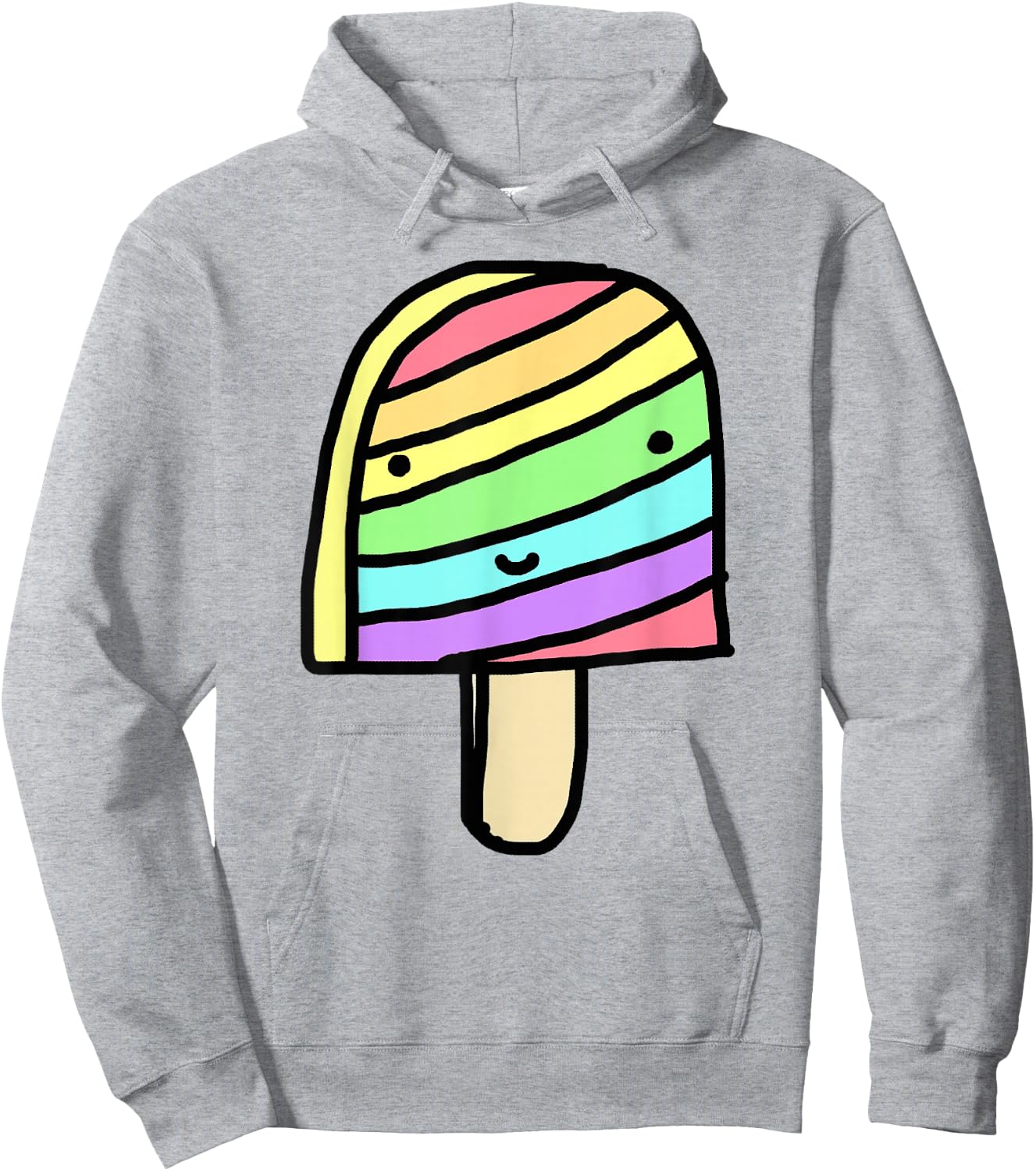 Funny and Cute Rainbow Popsicle Ice Cream for Kids Hoodie - Hoodie | Ash