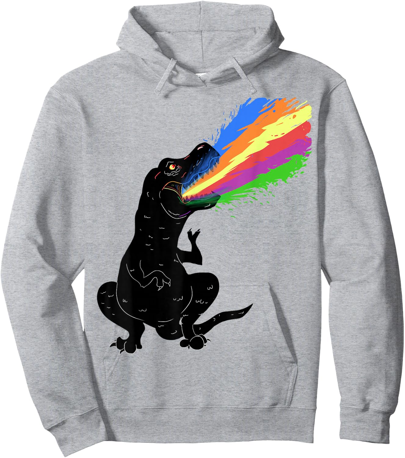 Tyrannosaurus Rex Shooting Rainbow Laser, Dinosaur Hoodie - Hoodie | Ash