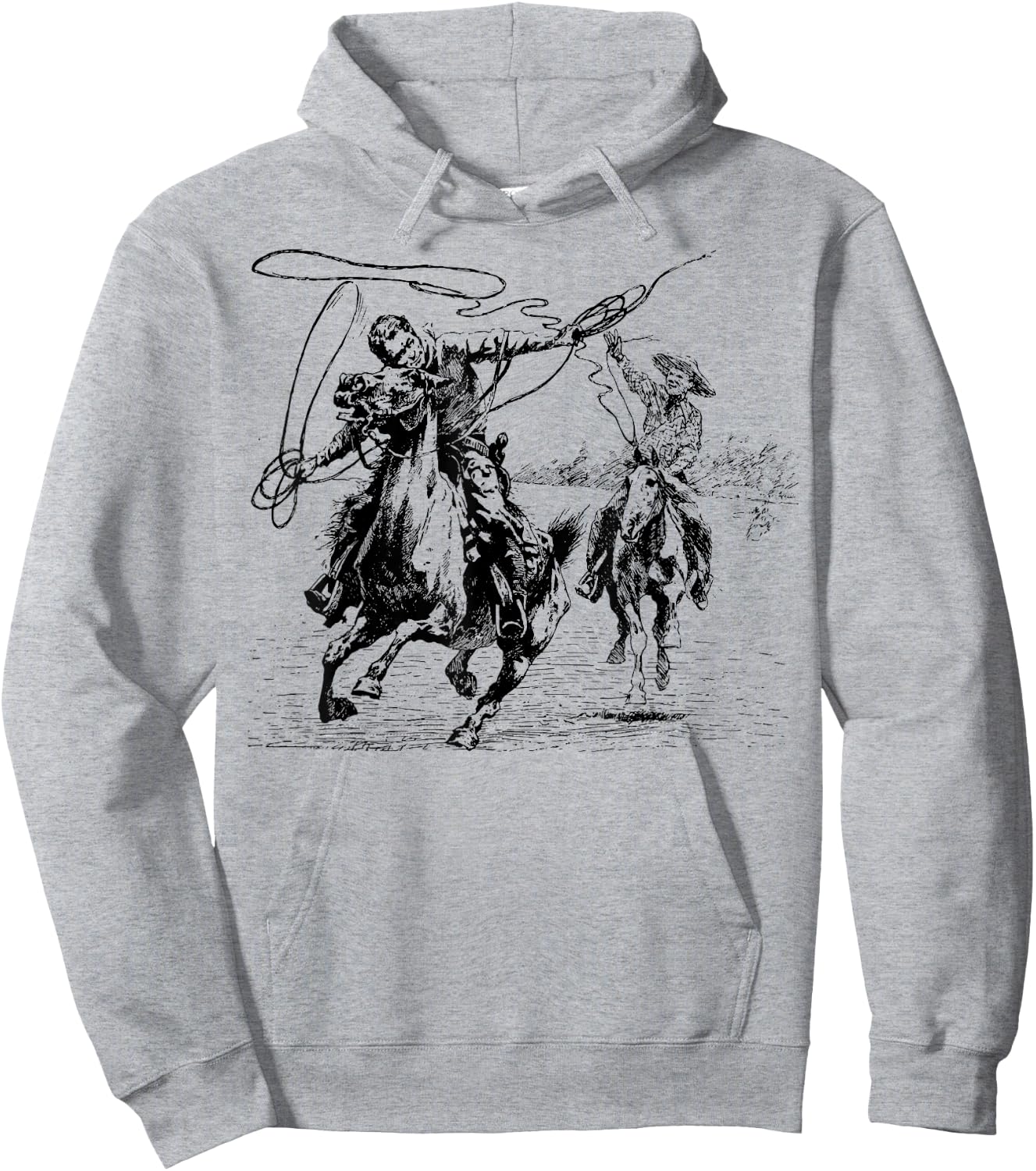 Cowboy Rodeo Cow Horse Yeehaw Novelty Vintage Retro Hoodie - Hoodie | Ash