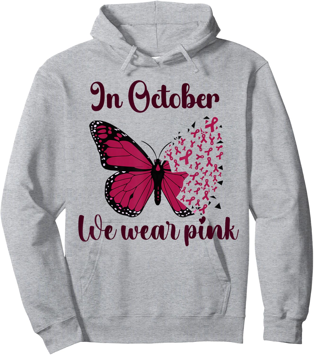 Halloween In October We Wear Pink Breast Cancer Awareness Hoodie - Hoodie | Ash