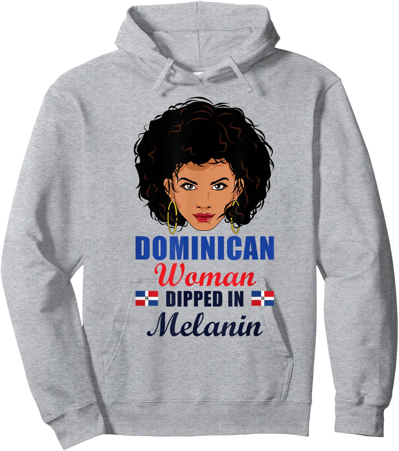 Dominican Flag Gift Woman Dipped In Melanin Afro Latina Hoodie - Hoodie | Ash