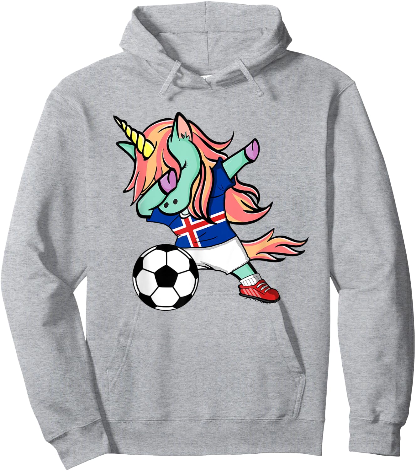 Dabbing Unicorn Soccer Iceland Jersey Icelandic Football Hoodie - Hoodie | Ash