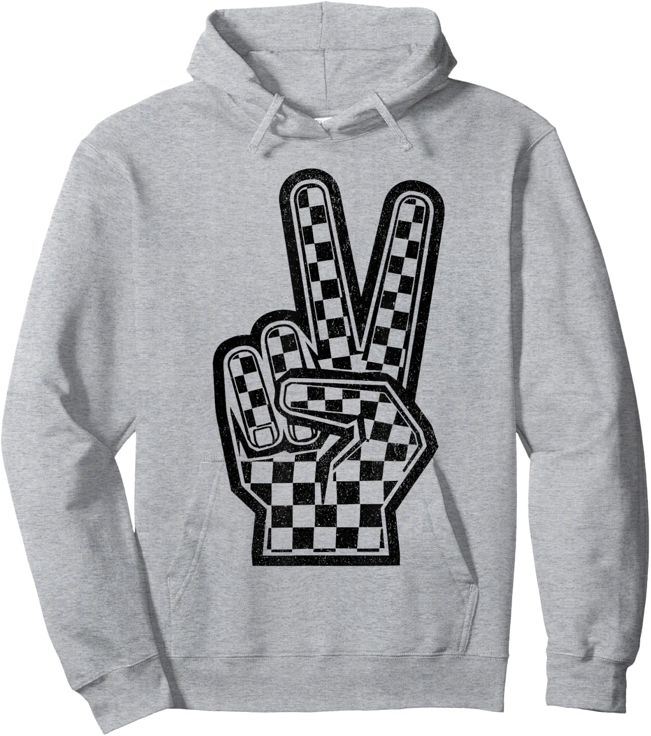 Checkered Peace Sign Shirt Vintage Racing Flag Kids Boy Girl Hoodie - Hoodie | Ash