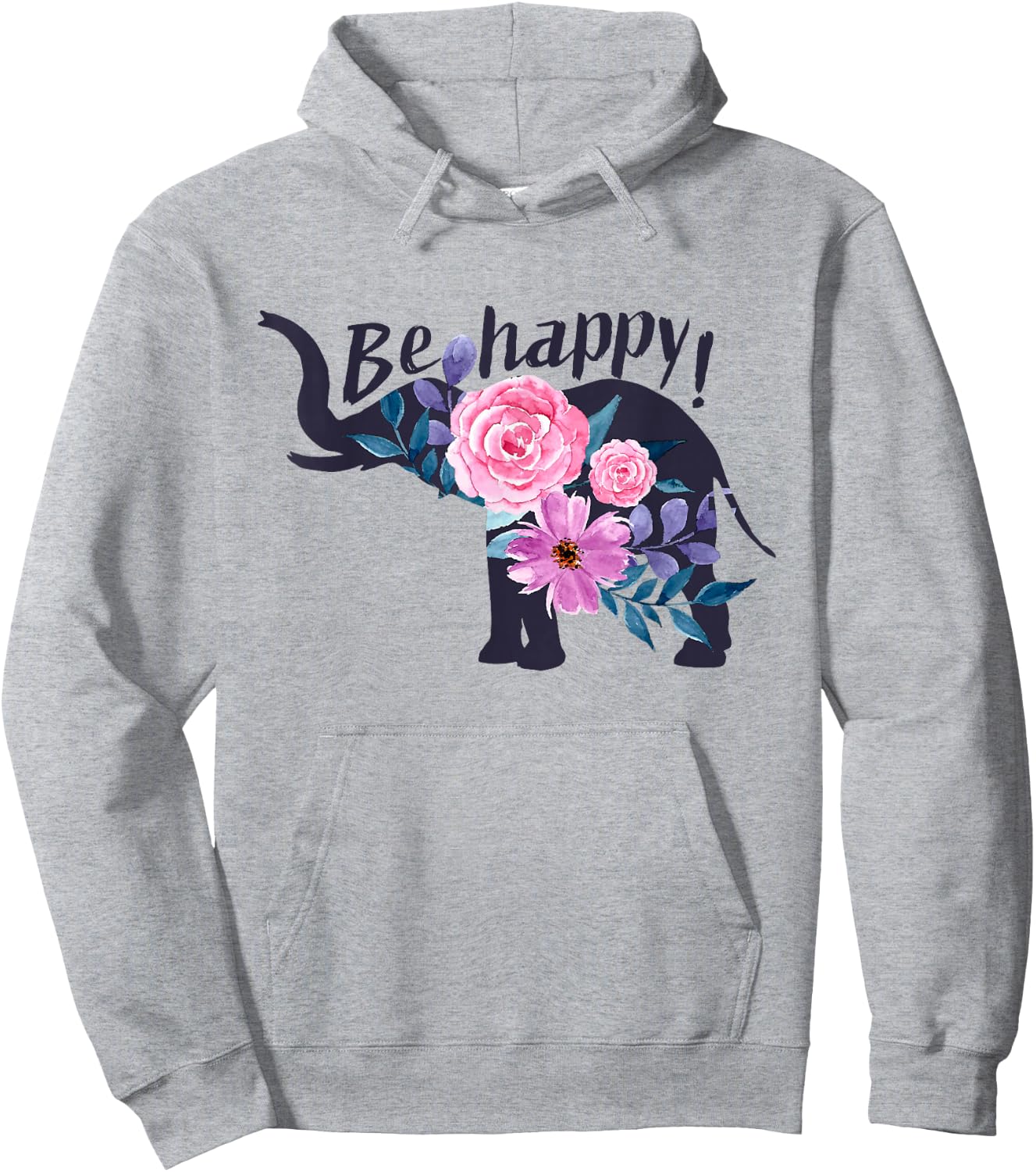 Be Happy! Fashion Funny Cute Elephant Women Girl Hoodie - Hoodie | Ash