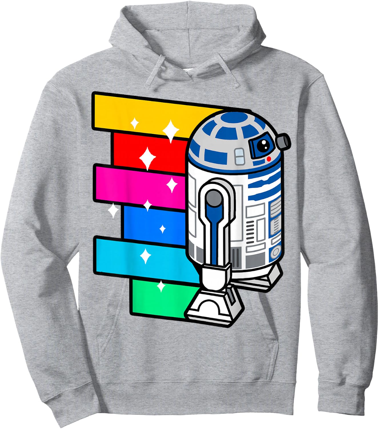 Star Wars R2-D2 Rainbow Roll Cartoon Graphic Hoodie - Hoodie | Ash