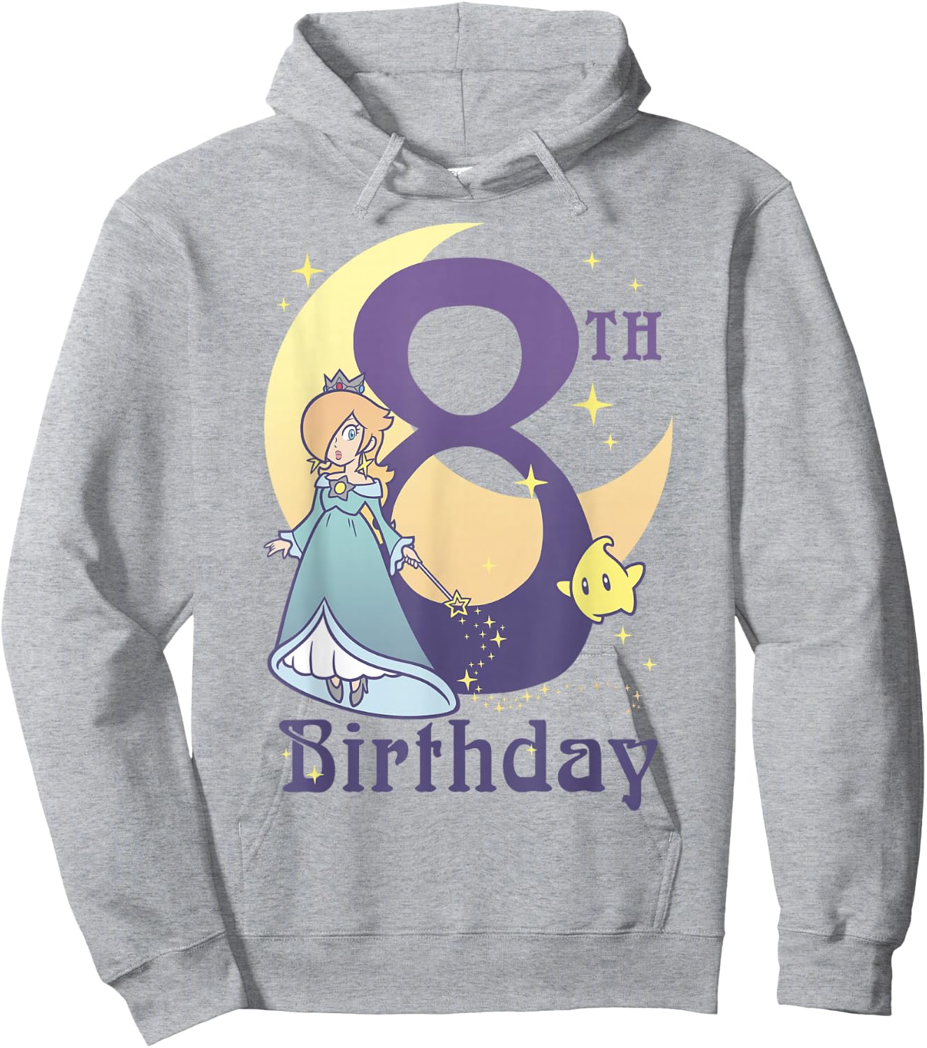 Super Mario Rosalina And Luma 8th Birthday Moon Portrait Hoodie - Hoodie | Ash