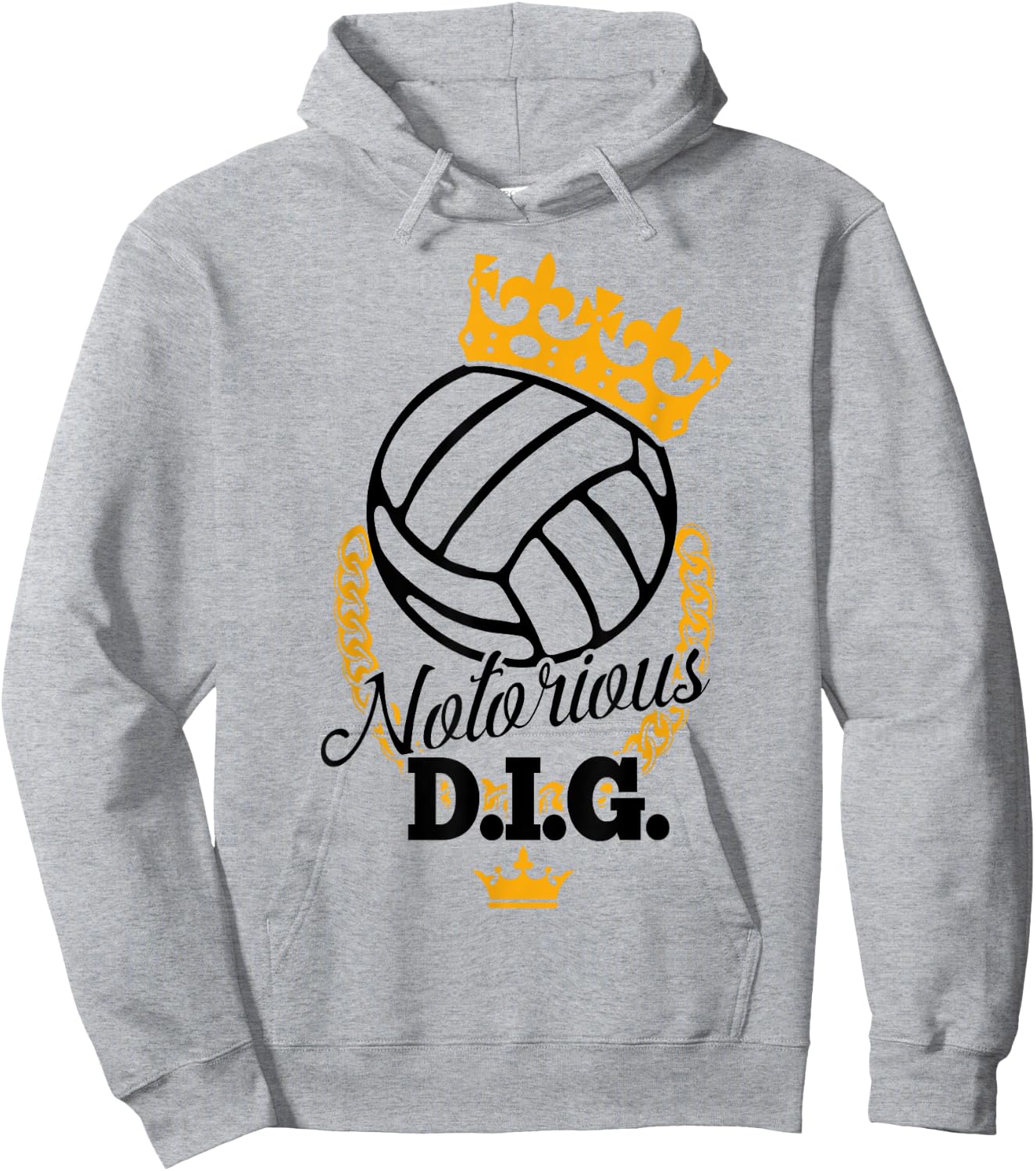 Funny Vollyball Team - Notorious DIG Crown Pun Hoodie - Hoodie | Ash