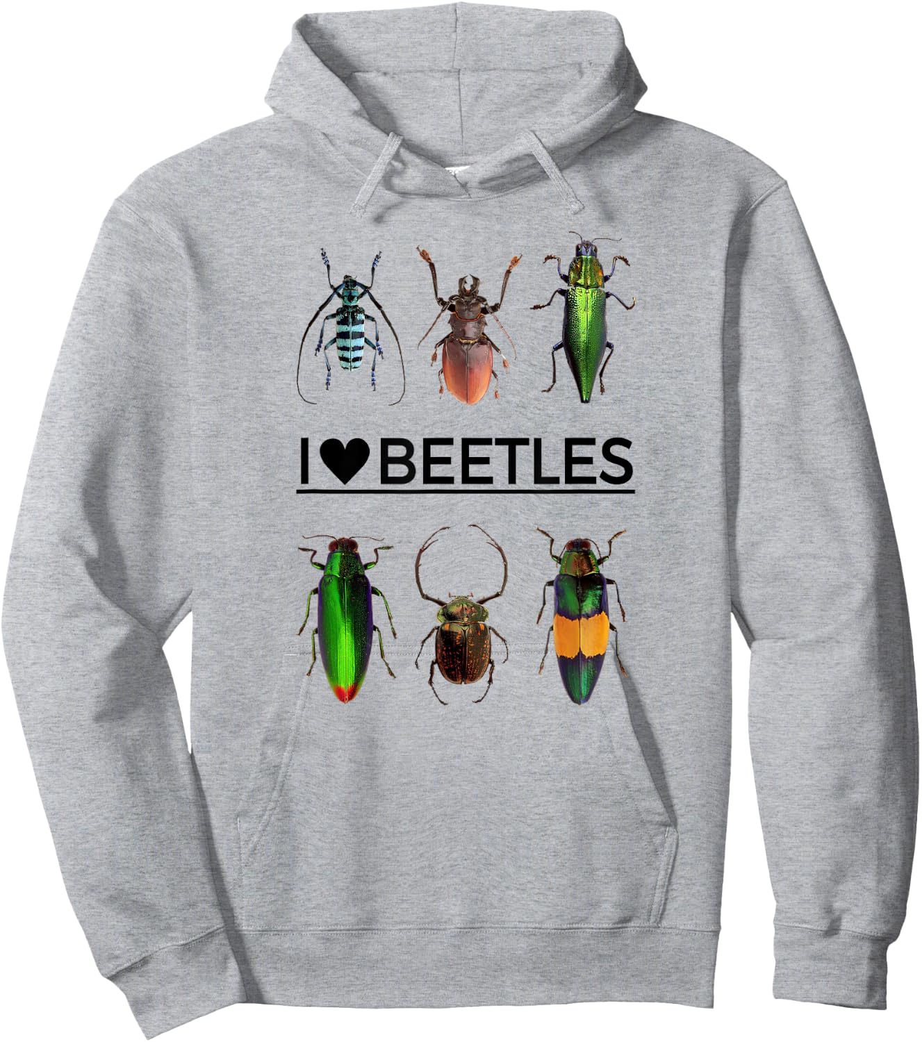 I Love Beetles- Insect Bug Lover Hoodie - Hoodie | Ash