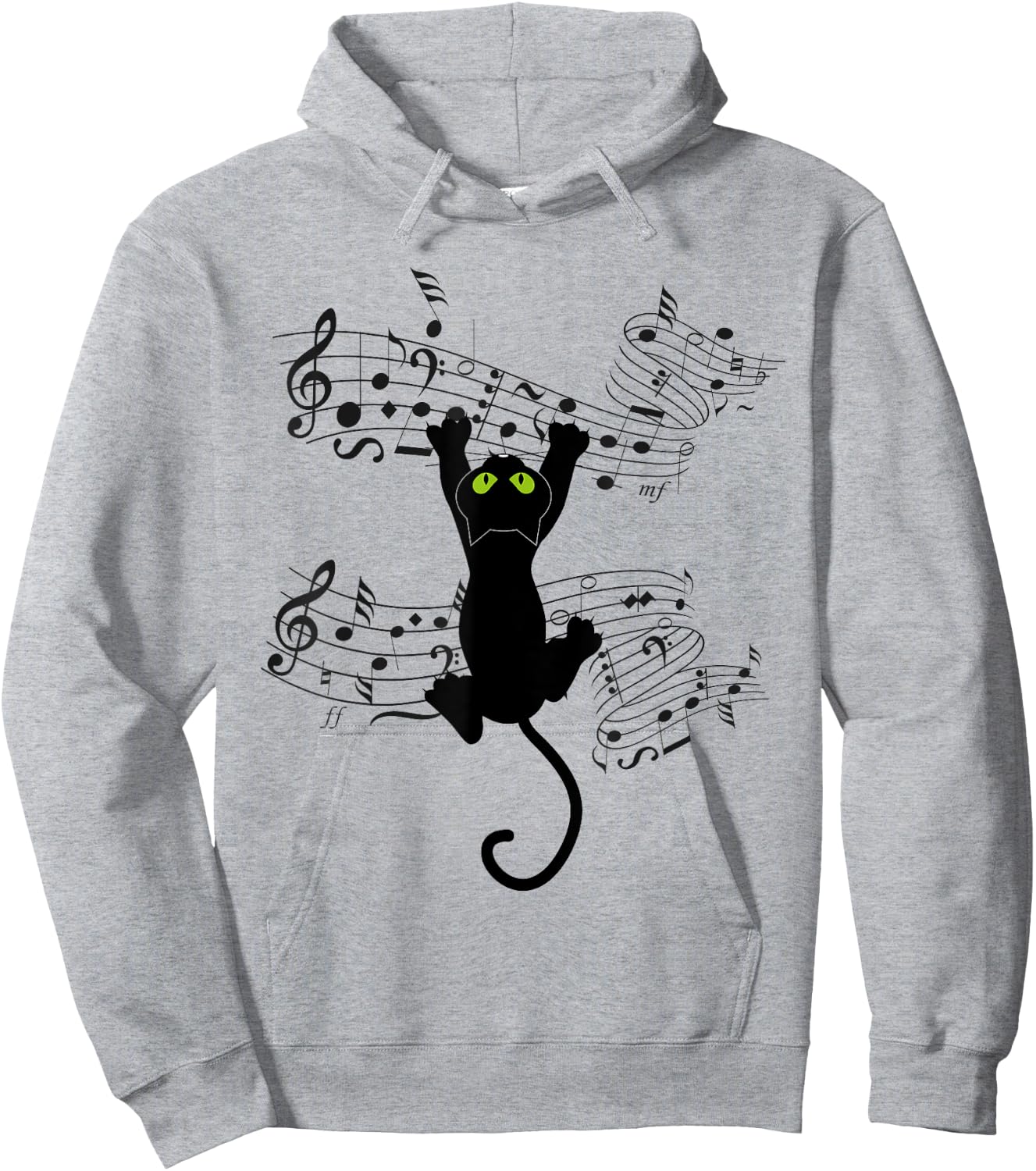 Funny Cat Kitty Playing Music Note Cat lover Gift Men Women Kids Hoodie - Hoodie | Ash