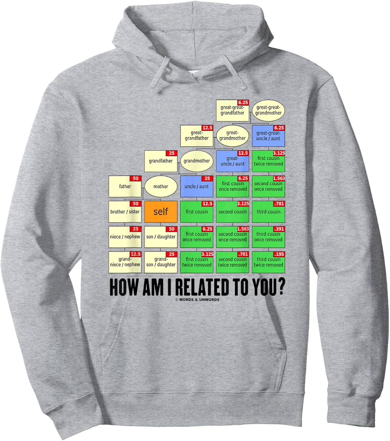 How Am I Related To You? Cousin Tree Genetic Kinship Chart Hoodie - Hoodie | Ash