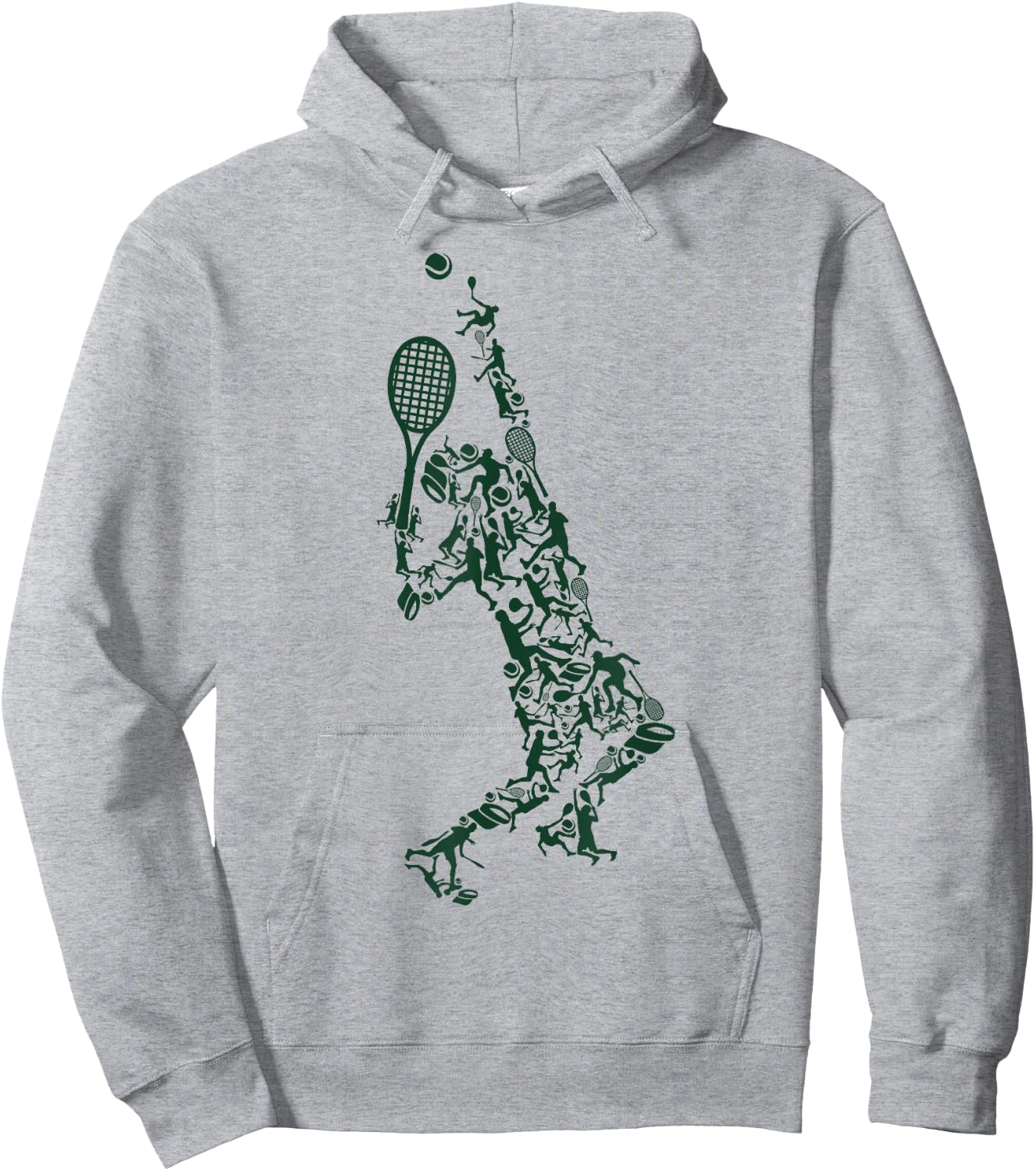 Tennis T Shirt - Player Positions Balls Racket in drawing Hoodie - Hoodie | Ash