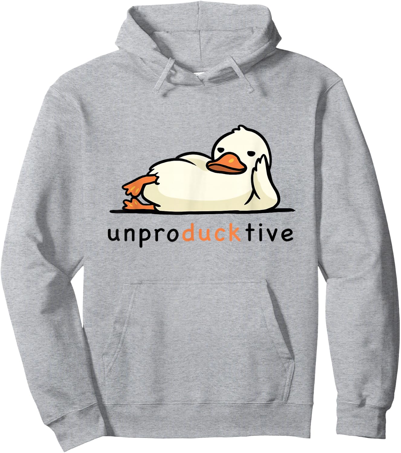 Unproducktive Lazy Duck Cartoon Design Hoodie - Hoodie | Ash