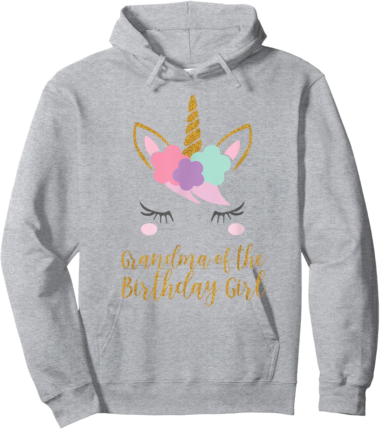 Cute Unicorn Grandma Shirt, Grandma of the Birthday Girl Hoodie - Hoodie | Ash