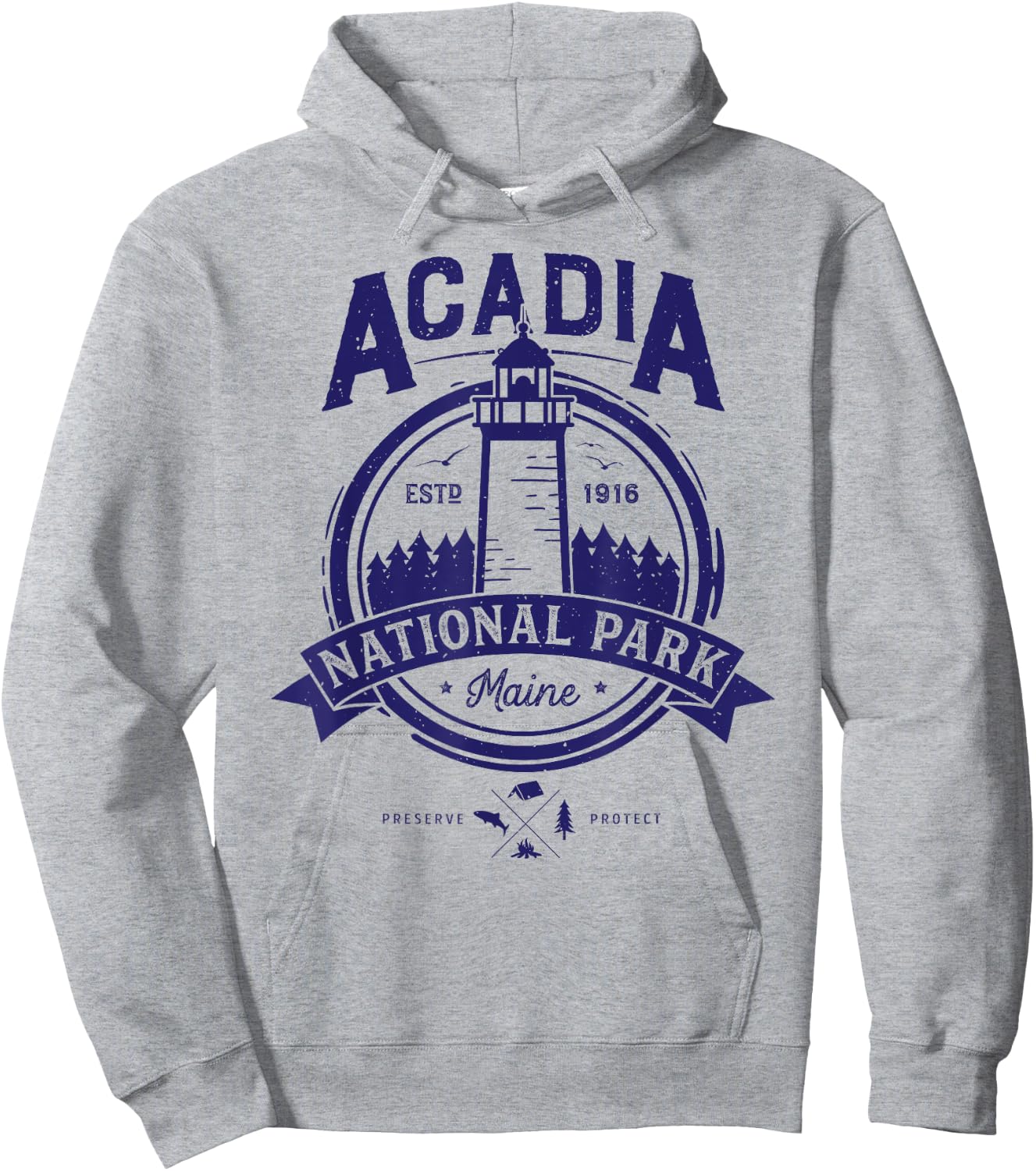 Acadia National Park T Shirt Maine Vintage Men Women Gifts Hoodie - Hoodie | Ash