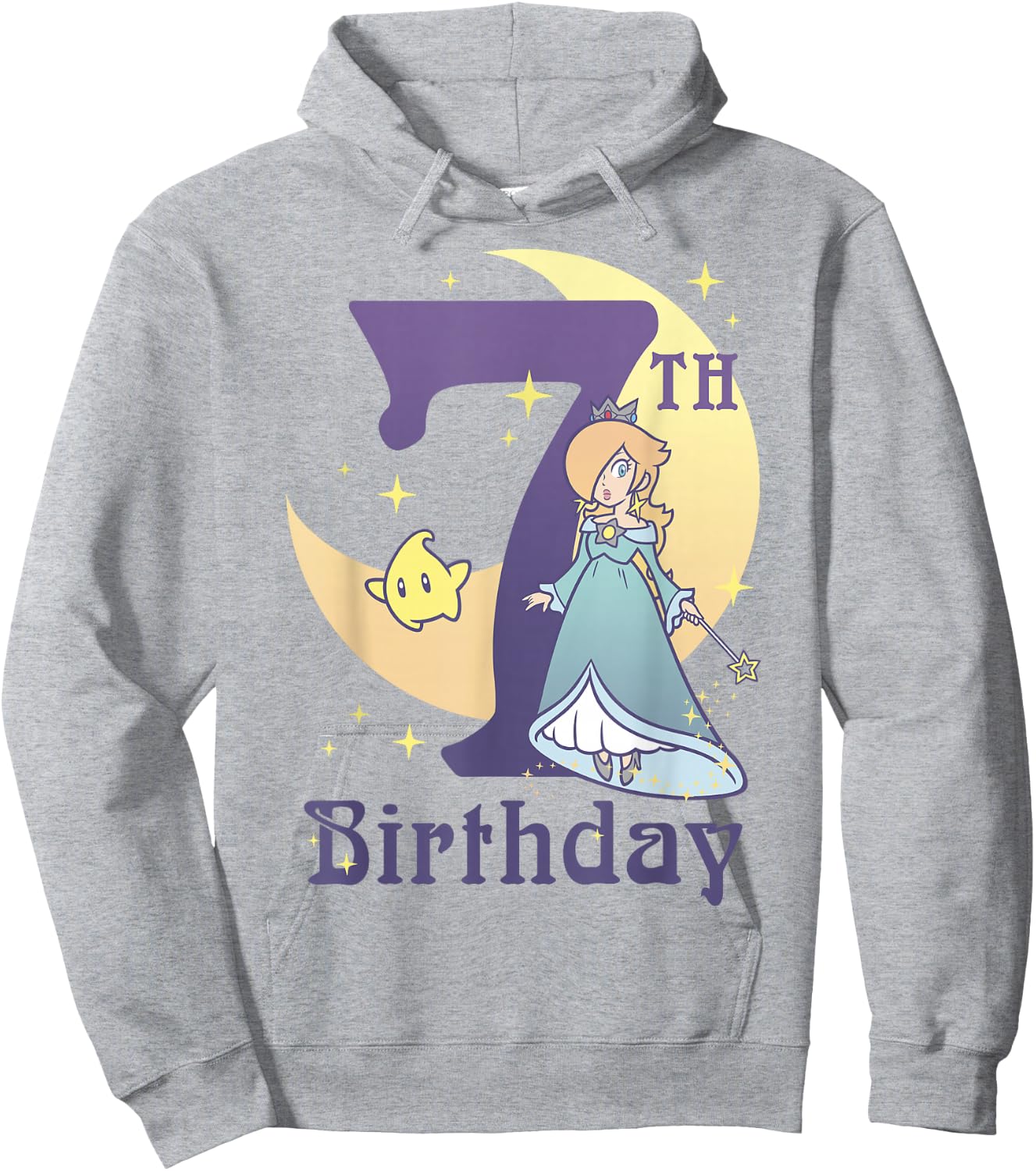 Super Mario Rosalina And Luma 7th Birthday Moon Portrait Hoodie - Hoodie | Ash