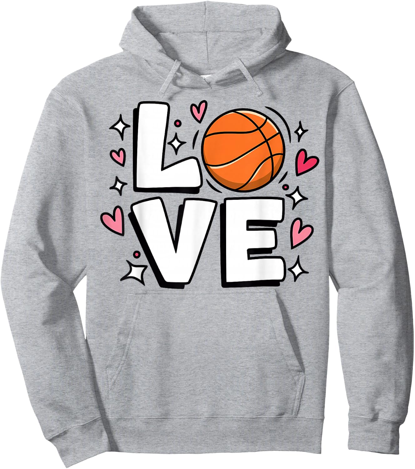 Cute Basketball LOVE Teen Girls and Women Sports Player Hoodie - Hoodie | Ash