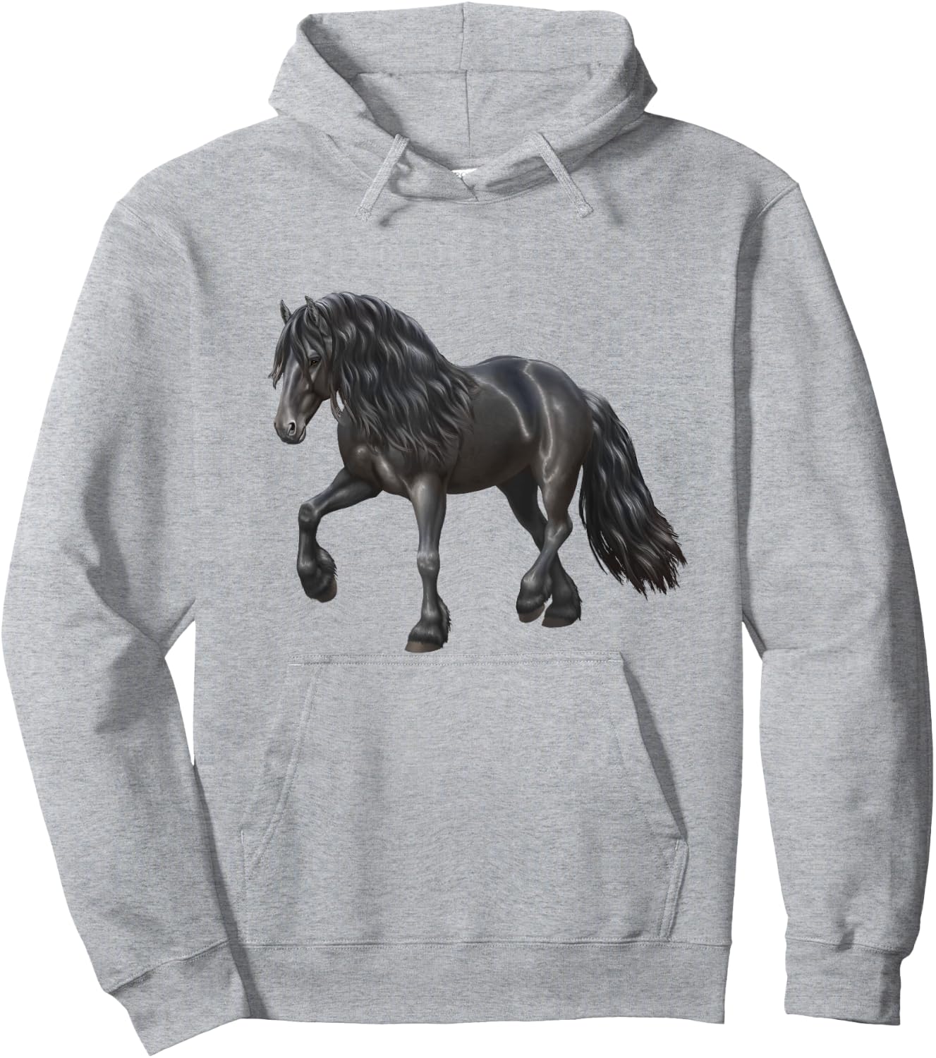 Beautiful Black Friesian Trotting Draft Horse Lover Gift Hoodie - Hoodie | Ash
