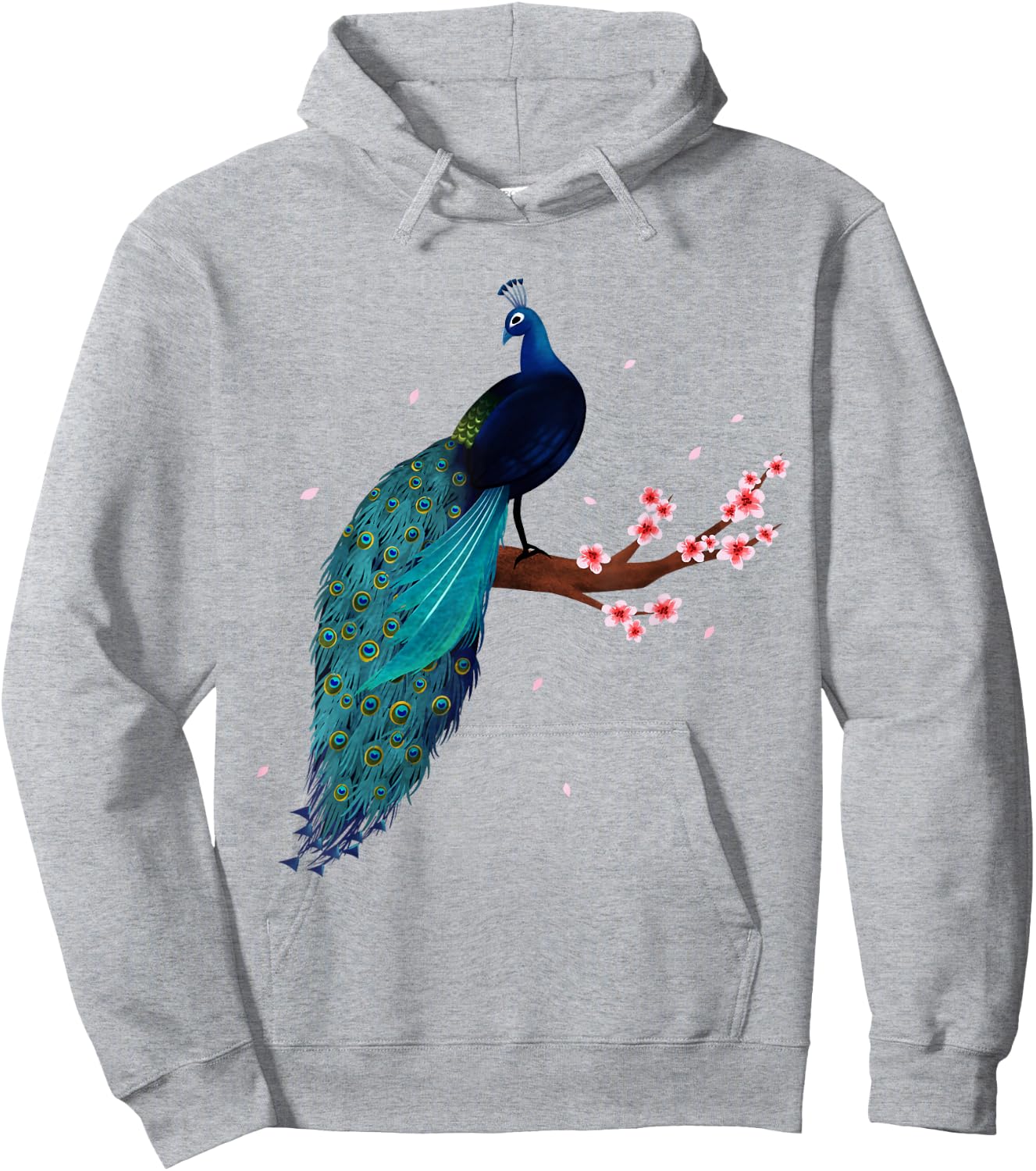 Vintage Peacock Japanese Beauty Bird Flower Gift T Shirt Hoodie - Hoodie | Ash