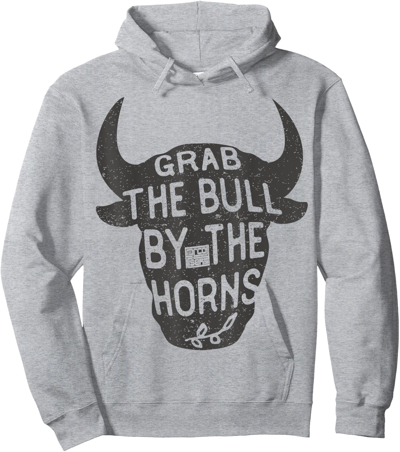 Vintage Inspiration Grab Bull Horns Rodeo Cow Riding Hoodie - Hoodie | Ash